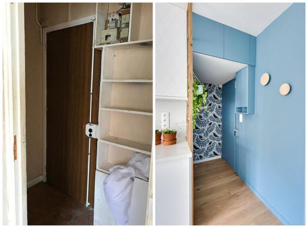 Studio 26 m² blogerki makuuhuone keittiössä ennen ja jälkeen kuvat