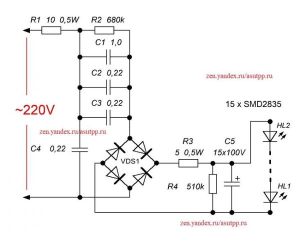 Kaavio yksinkertainen LED-lamppu kuljettaja
