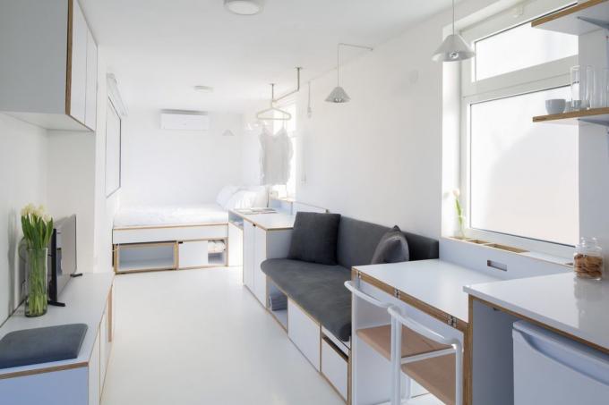 Asunto-muuntaja 15 m² keittiö, olohuone ja makuuhuone