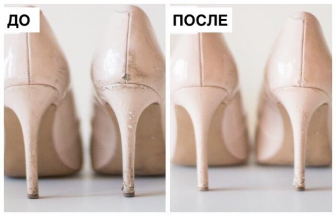 Ranskan tapa "Poista" mitään naarmuja lakattu kengät