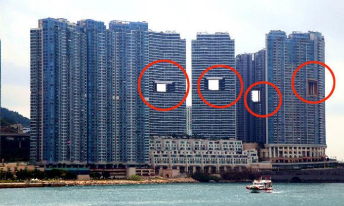 "Vuotava" pilvenpiirtäjiä Hongkong.