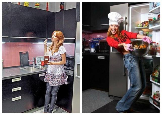Kitchen Moskovan asunnon Vladimir Presnyakov ja Natalia Podolskaya tehdään korkean teknologian tyyliin.