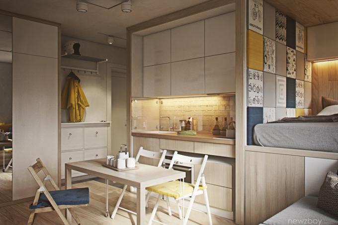 Sisätilojen viikko: 40 m² odnushka tyyliin eko-minimalismia