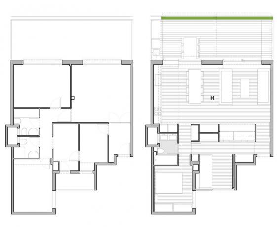 Treshka 65 m², josta yli puolet - keittiö-olohuone