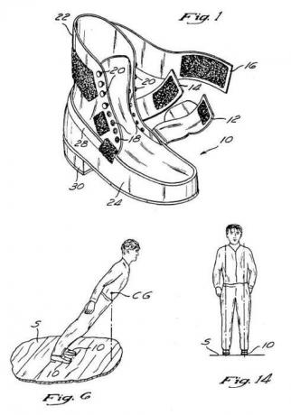 Kuvio patentti jalkineiden anti-painovoiman vaikutus.